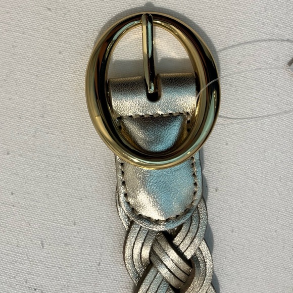 NWT J.Crew Braided Metallic Italian Leather in white gold XS/S - Picture 9 of 10